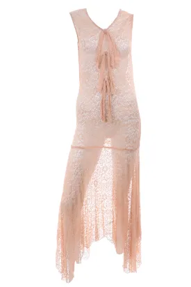 1930s Stretch Lace Dress w/ Bows & Matching Jacket