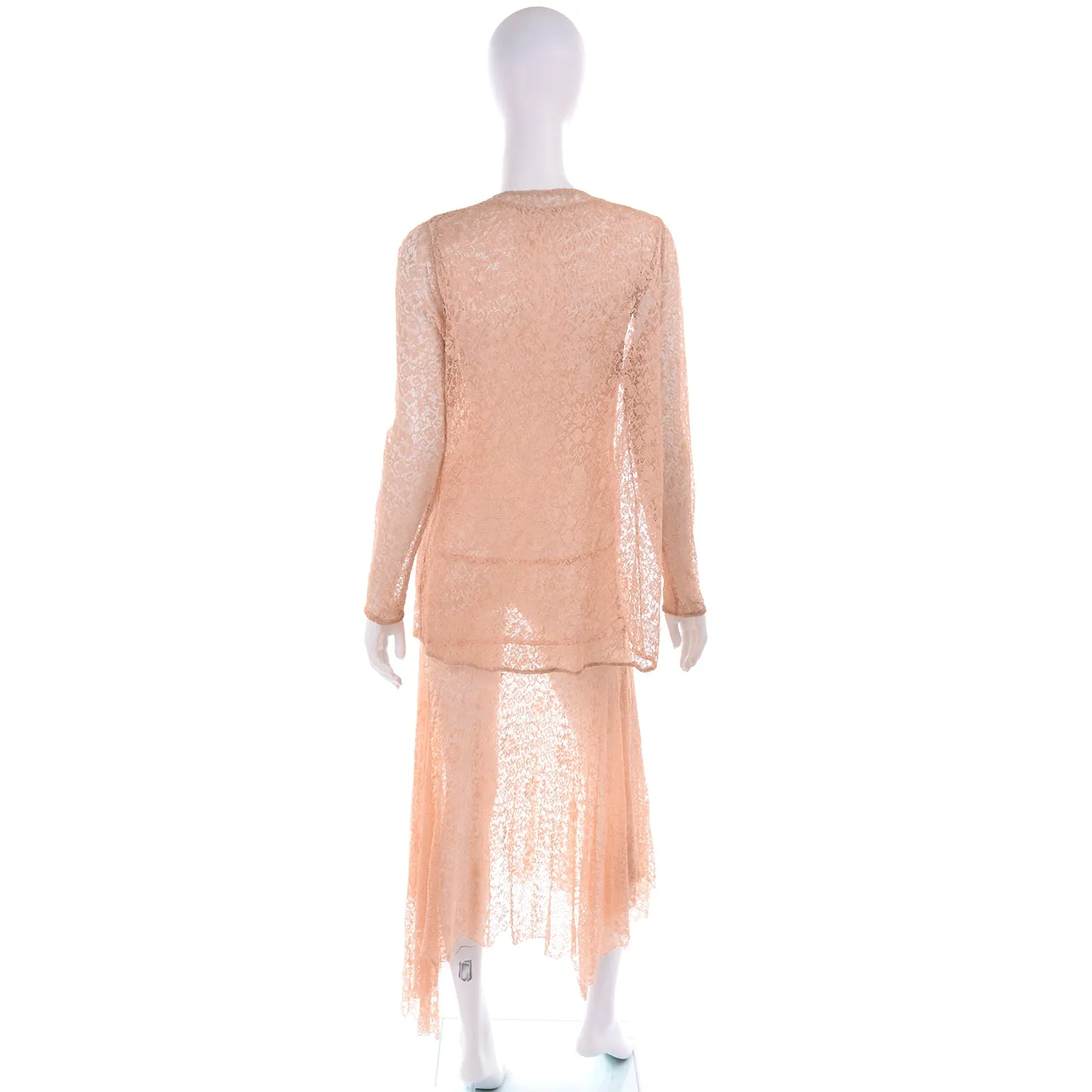 1930s Stretch Lace Dress w/ Bows & Matching Jacket