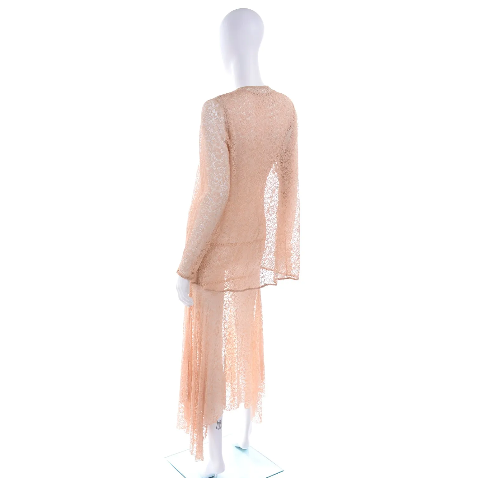 1930s Stretch Lace Dress w/ Bows & Matching Jacket