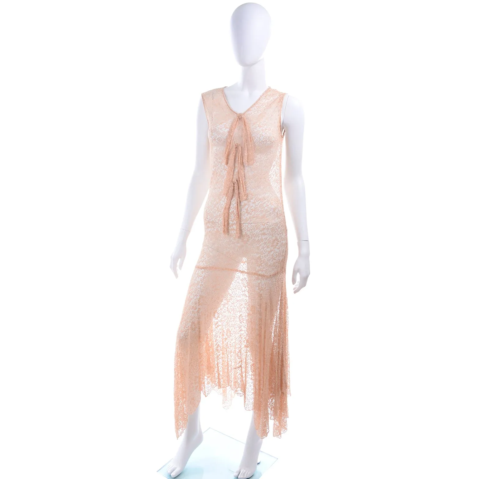 1930s Stretch Lace Dress w/ Bows & Matching Jacket