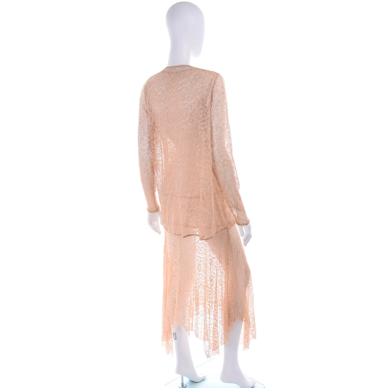 1930s Stretch Lace Dress w/ Bows & Matching Jacket