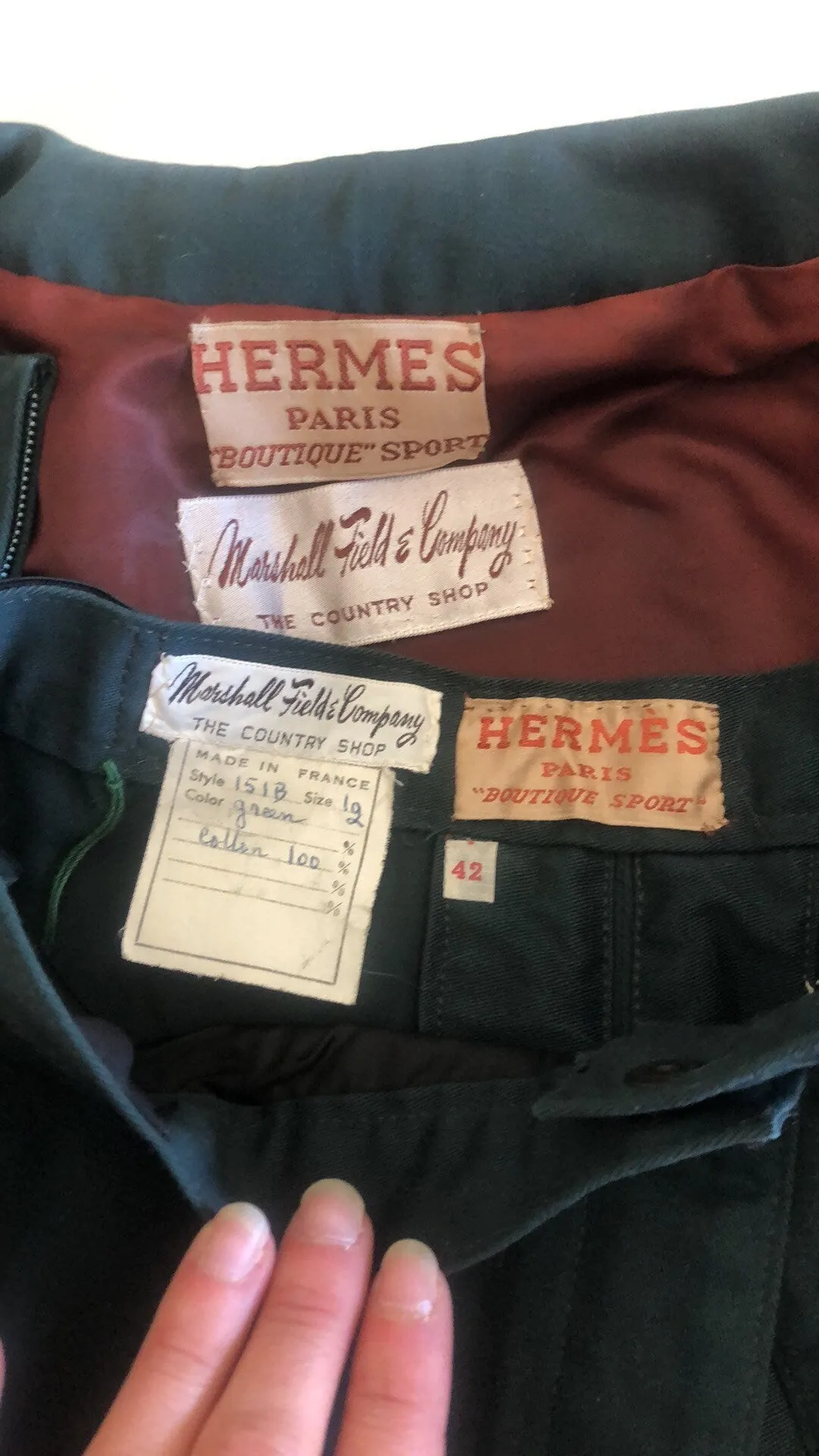 60'S VINTAGE HERMÈS COTTON & LEATHER RIDING SET // SIZE MEDIUM