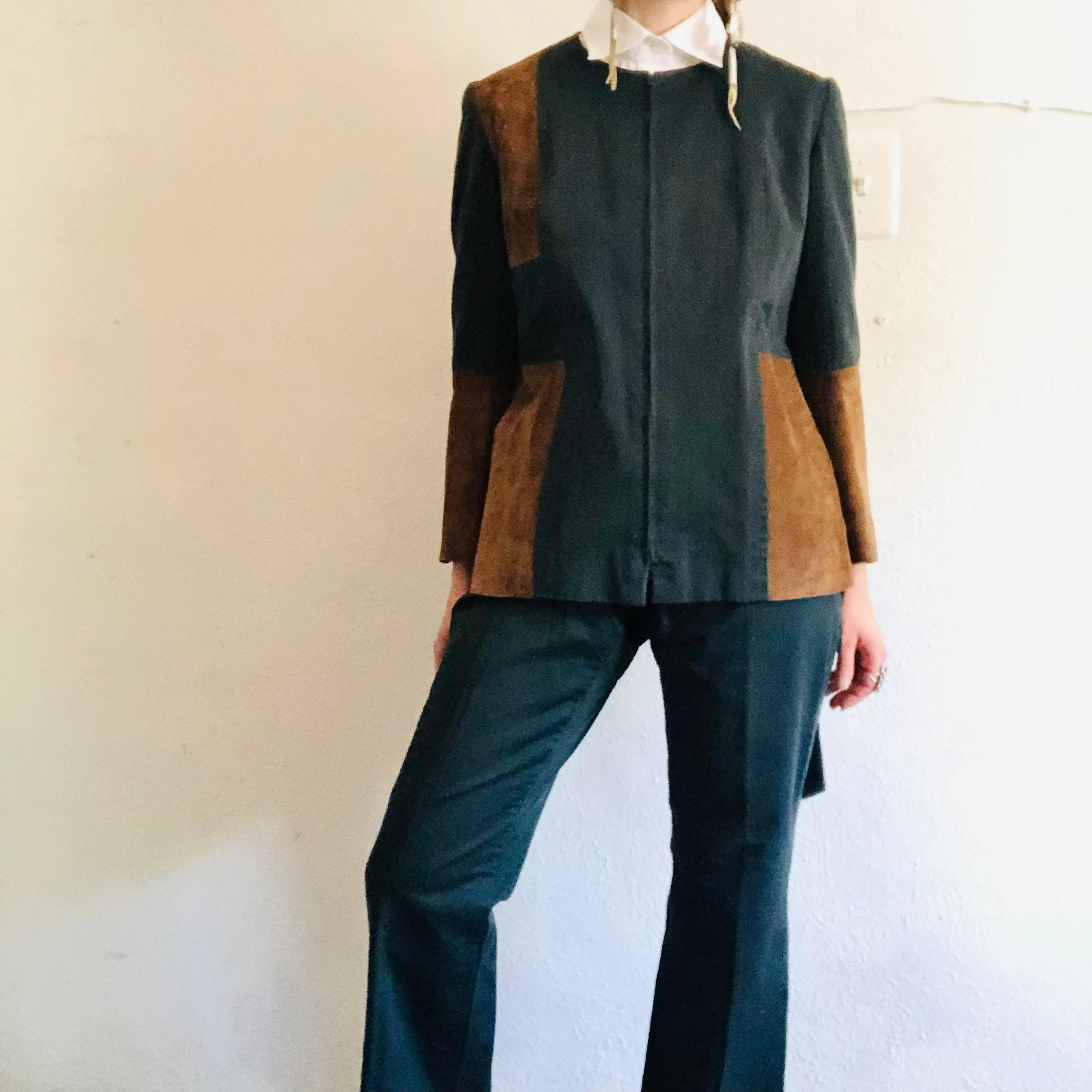 60'S VINTAGE HERMÈS COTTON & LEATHER RIDING SET // SIZE MEDIUM