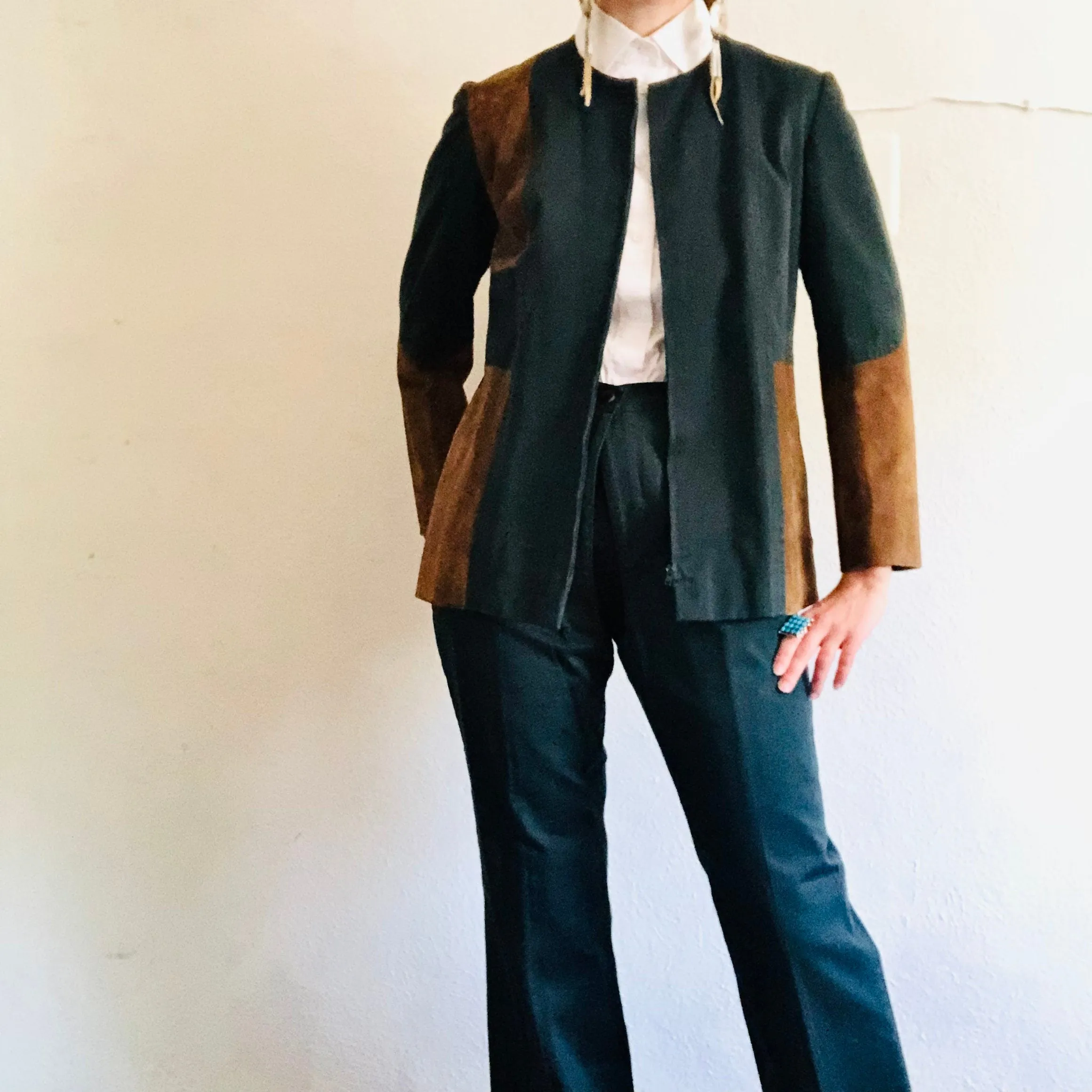 60'S VINTAGE HERMÈS COTTON & LEATHER RIDING SET // SIZE MEDIUM