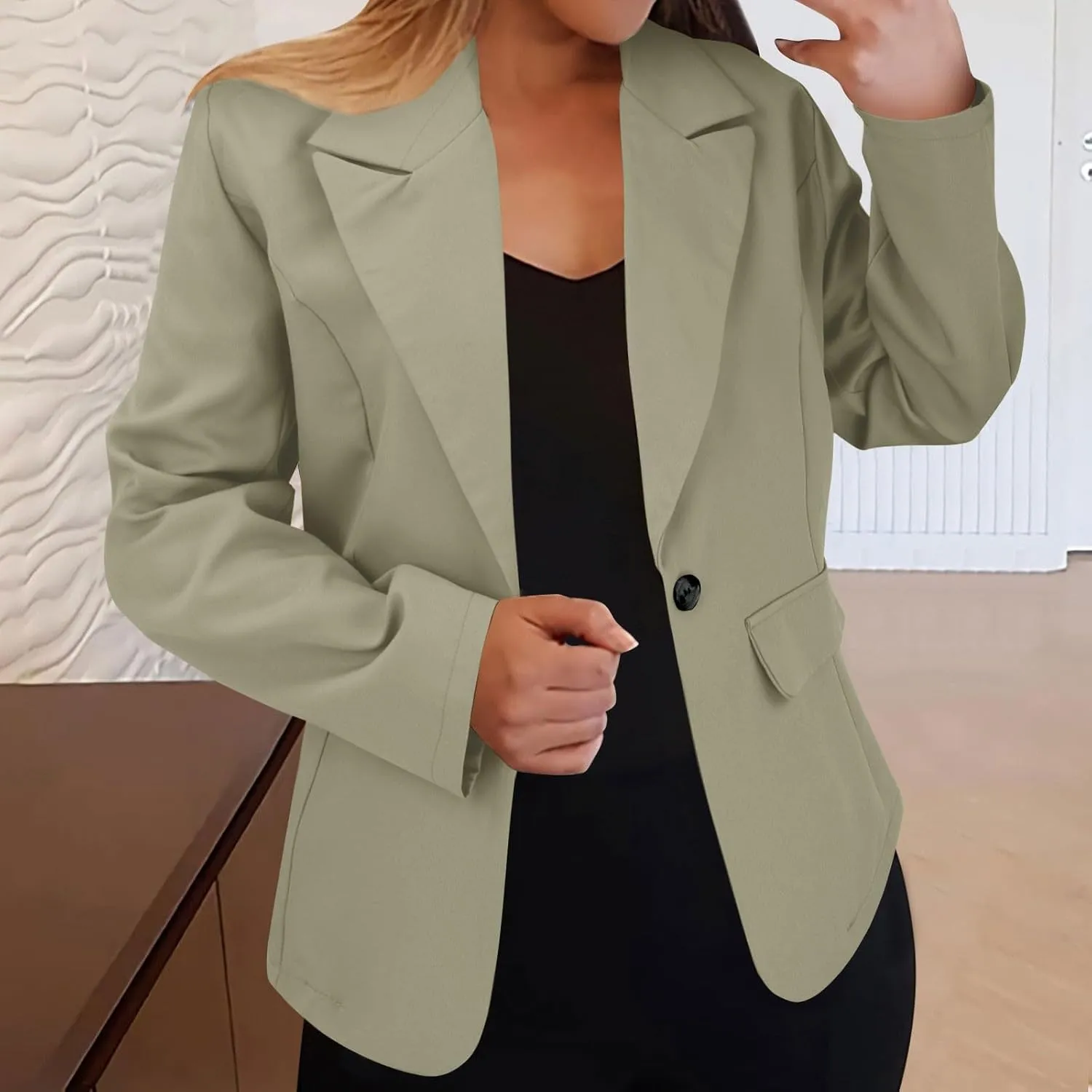 Blazers for Women 2025 with Pocket Business Casual Jacket Long Sleeve Open Front Cardigan Work Suit Fashion Blazers
