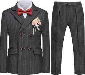 Boys Suit Slim Fit Double Breasted Toddler Formal Tuxedo Suit Set for Wedding Communion Party