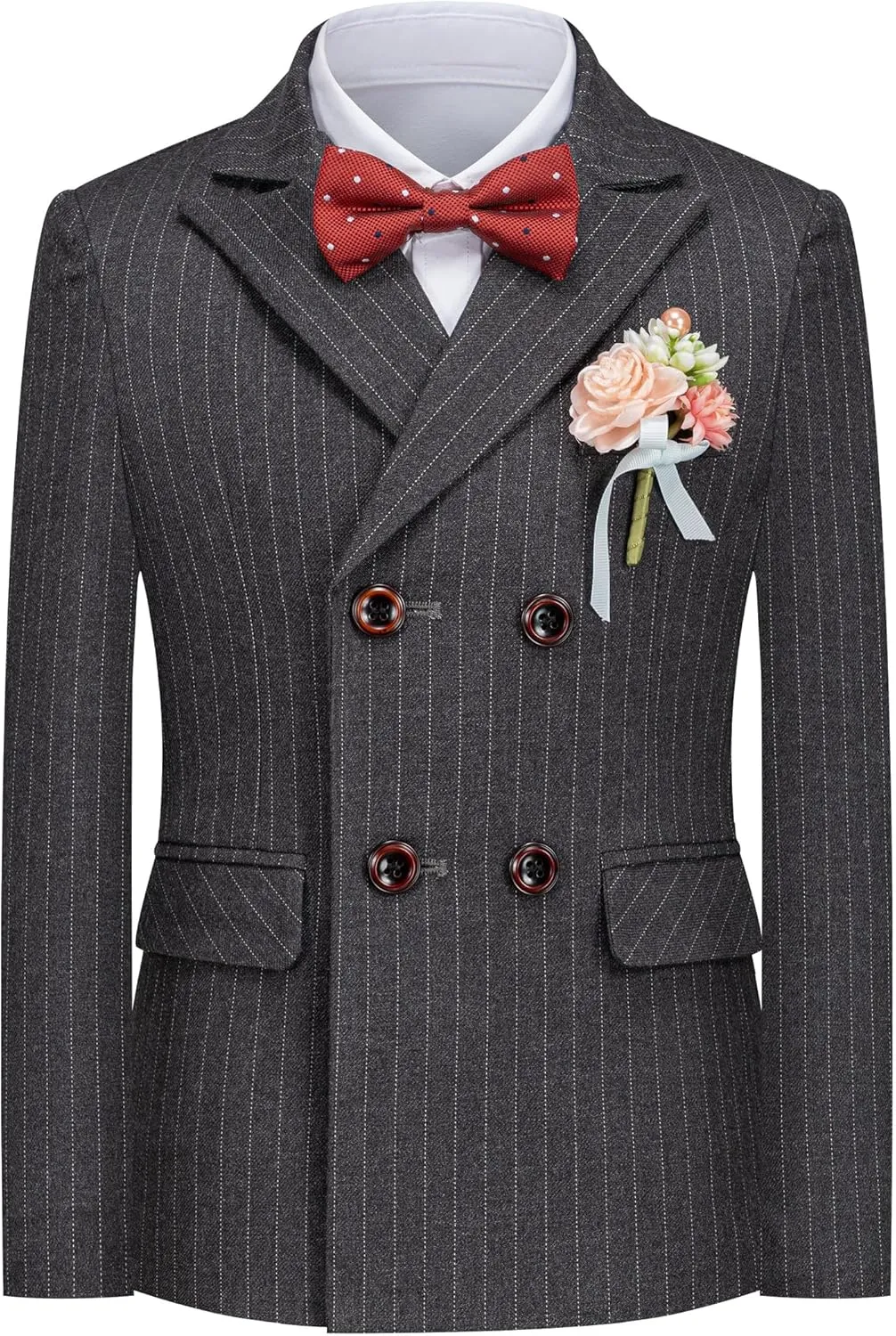 Boys Suit Slim Fit Double Breasted Toddler Formal Tuxedo Suit Set for Wedding Communion Party