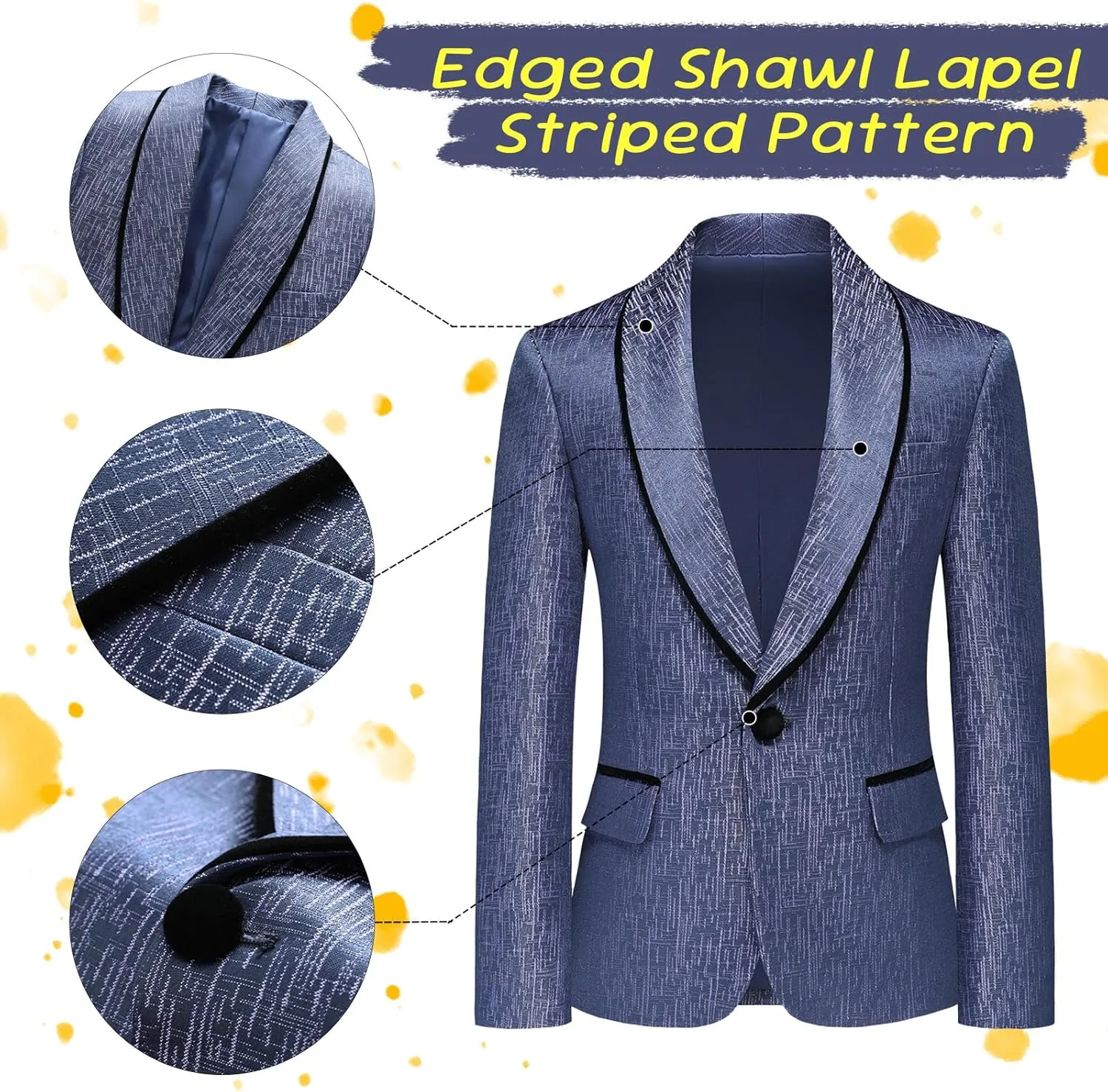 Boys Tuxedo Suit Set Shawl Lapel Striped Kids 3 Piece Slim Fit Formal Suit with Vest Jacket Pants