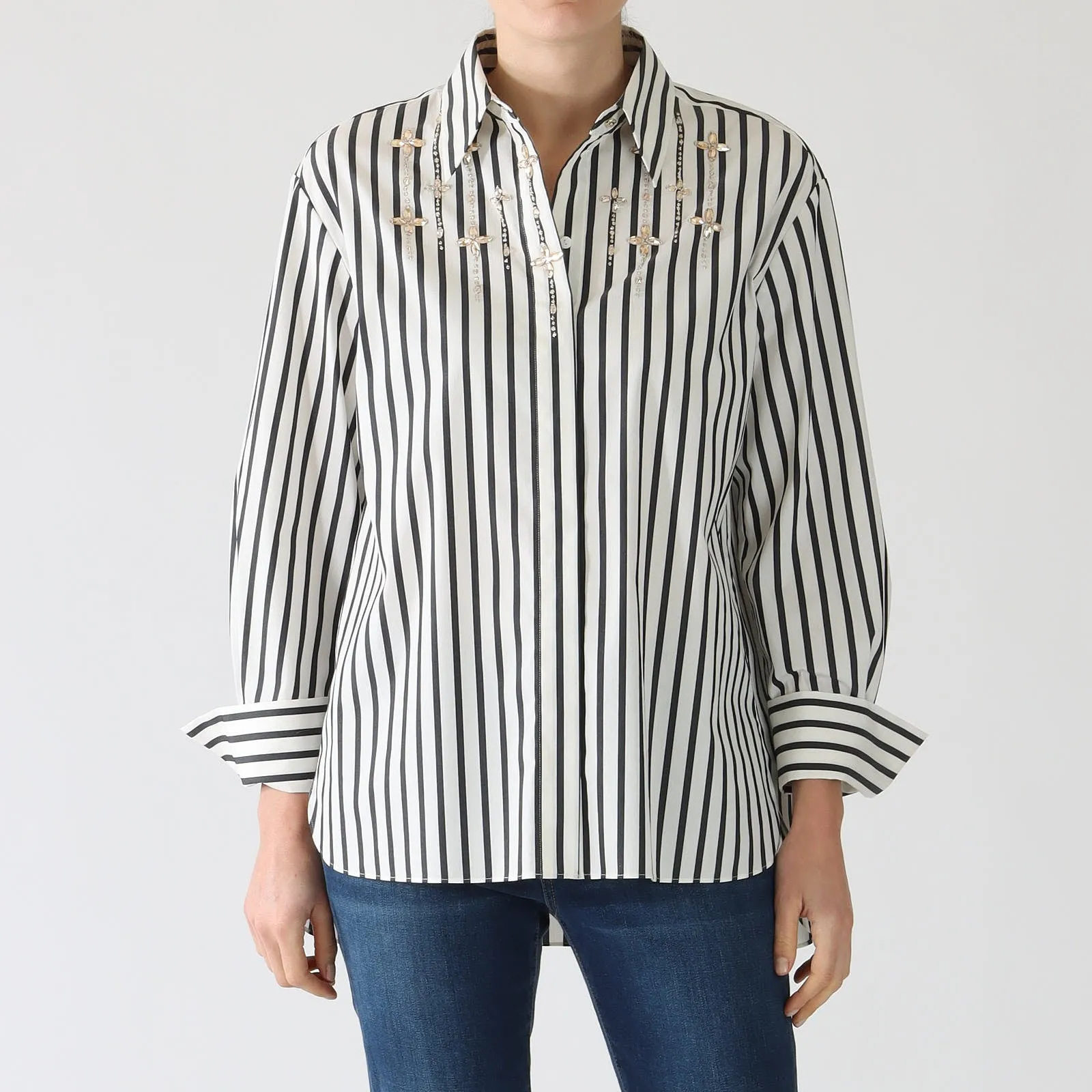Bright Ecru & Midnight Blue Striped Shirt