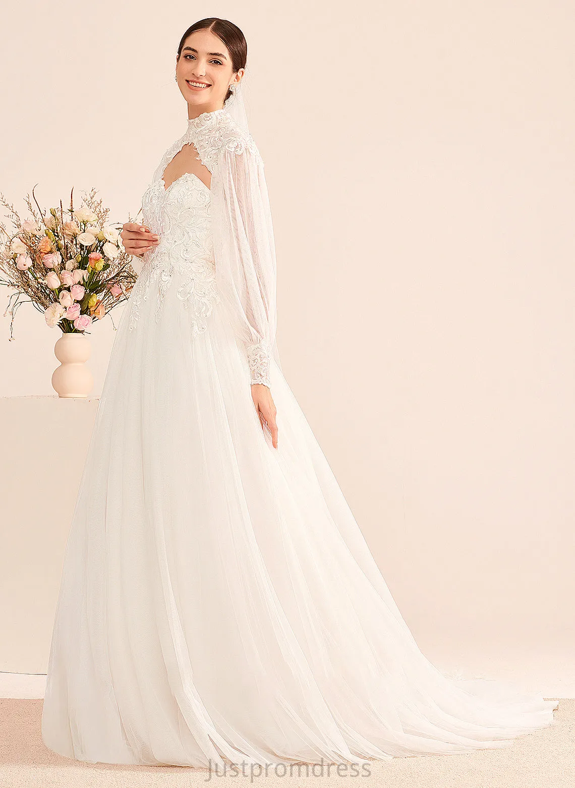 Cassandra Wedding Chapel Wedding Dresses Dress With Sequins Train Beading Ball-Gown/Princess Sweetheart