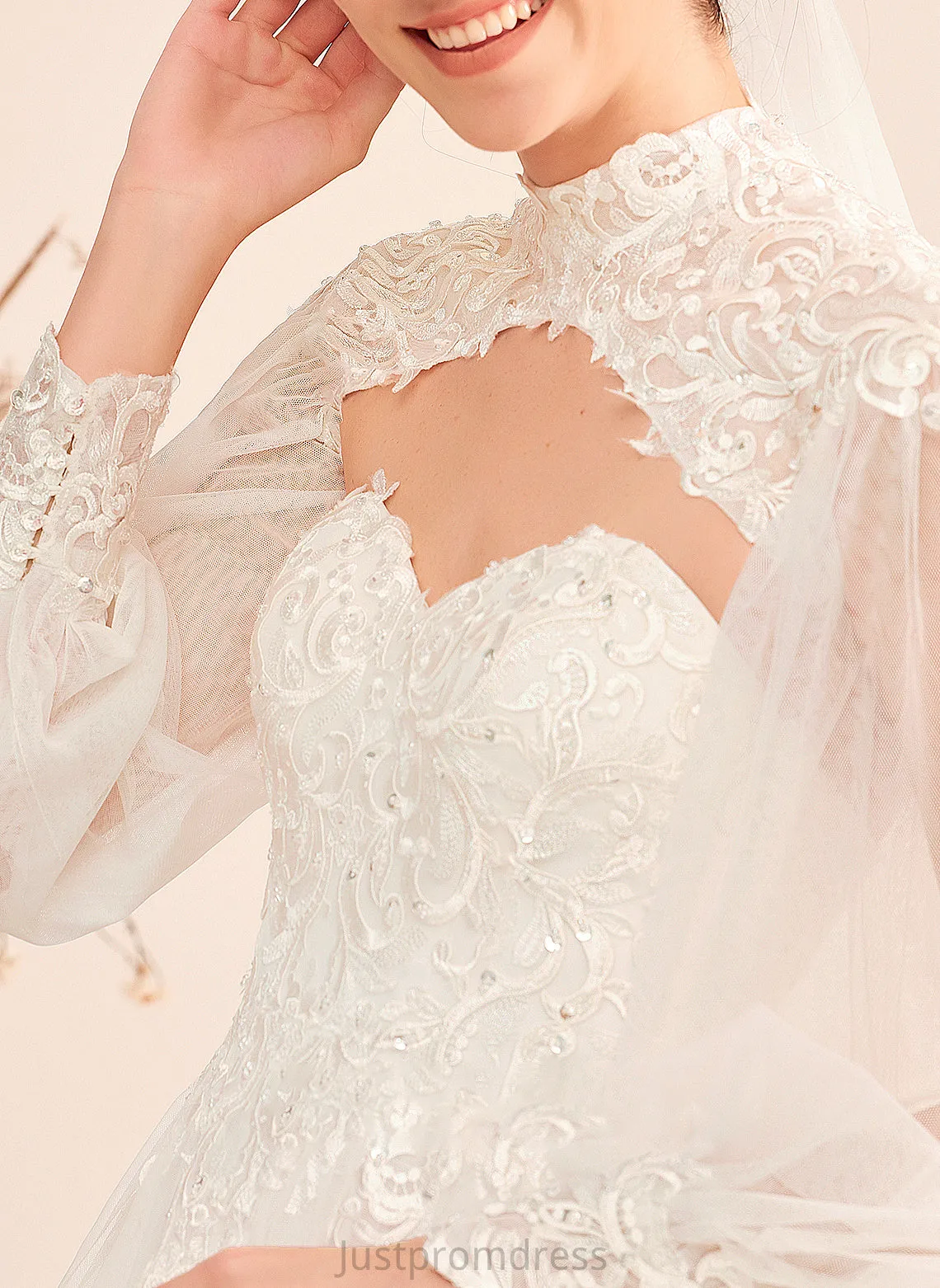 Cassandra Wedding Chapel Wedding Dresses Dress With Sequins Train Beading Ball-Gown/Princess Sweetheart