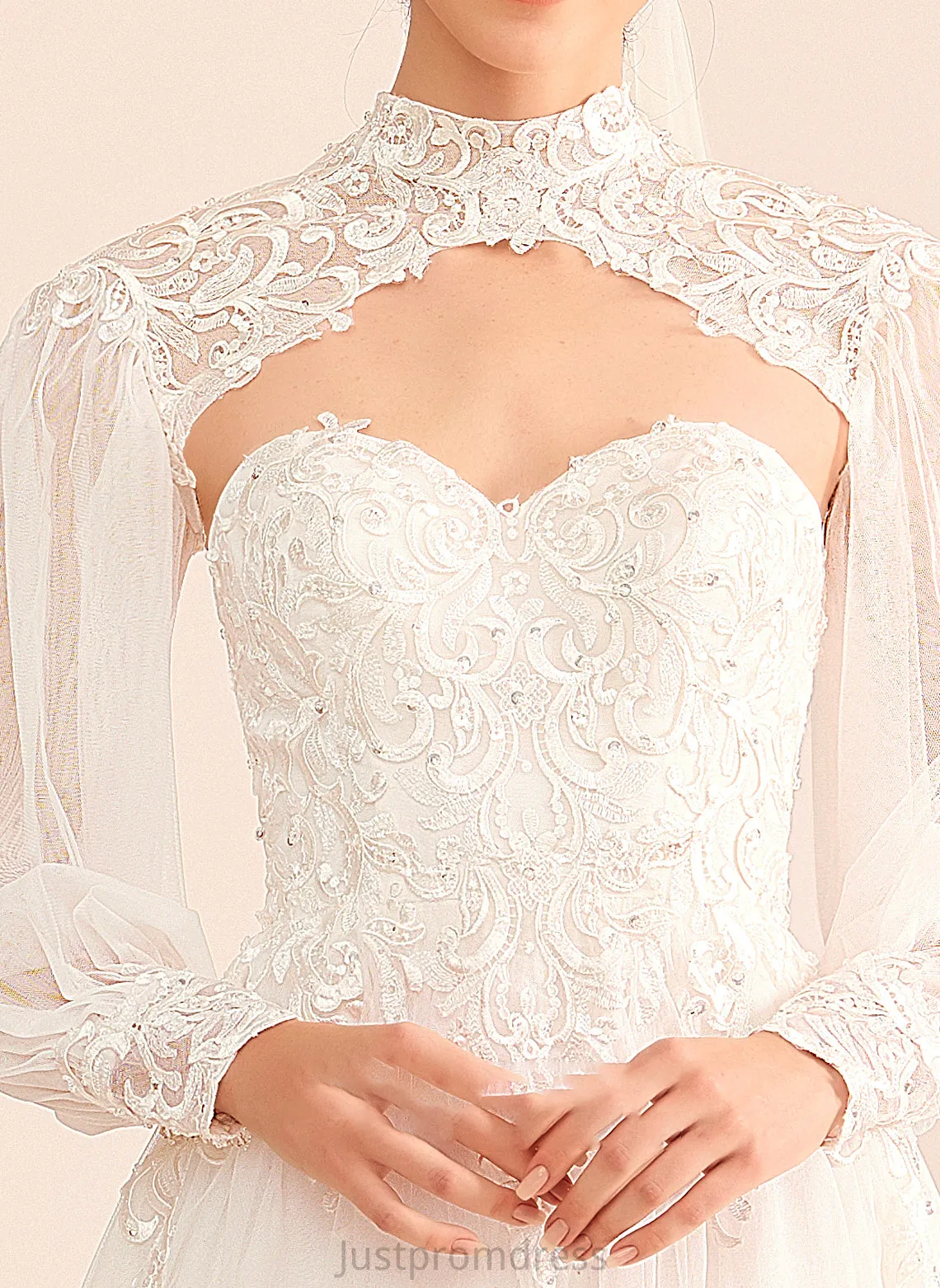 Cassandra Wedding Chapel Wedding Dresses Dress With Sequins Train Beading Ball-Gown/Princess Sweetheart