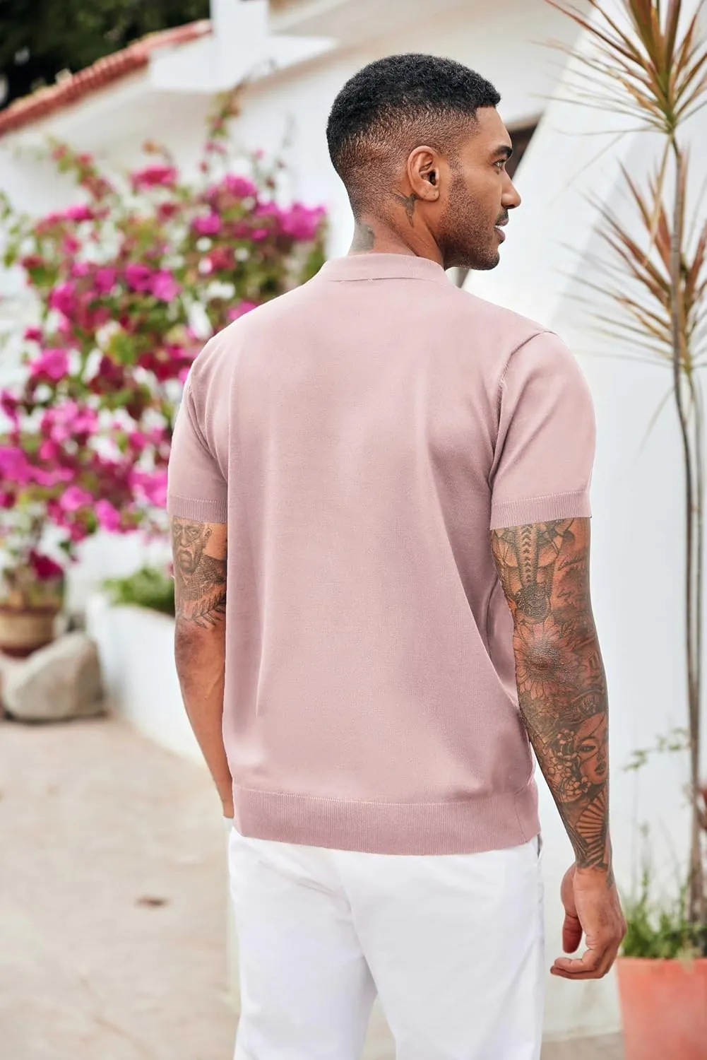 COOFANDY Men's Zipper Polo Shirt Casual Knit Short Sleeve Polo T Shirt Classic Fit Shirts
