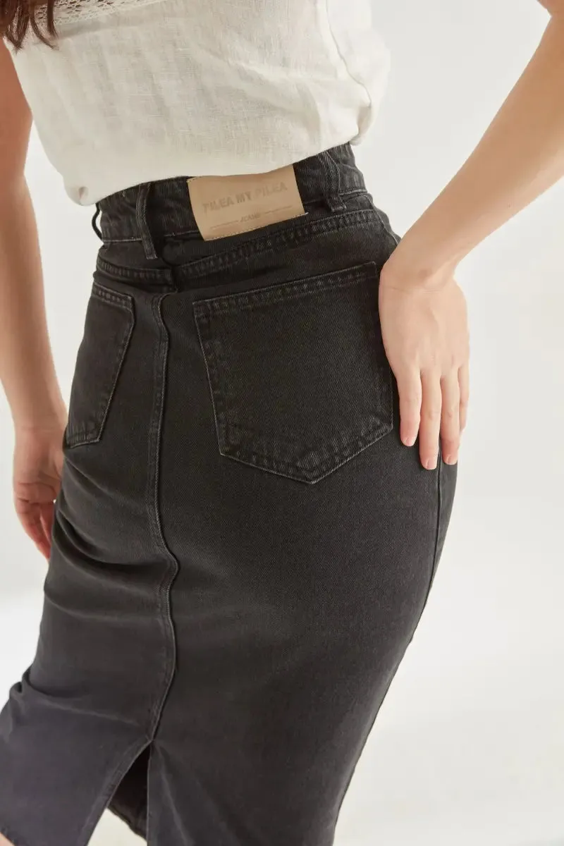 Daisy Black Denim Skirt