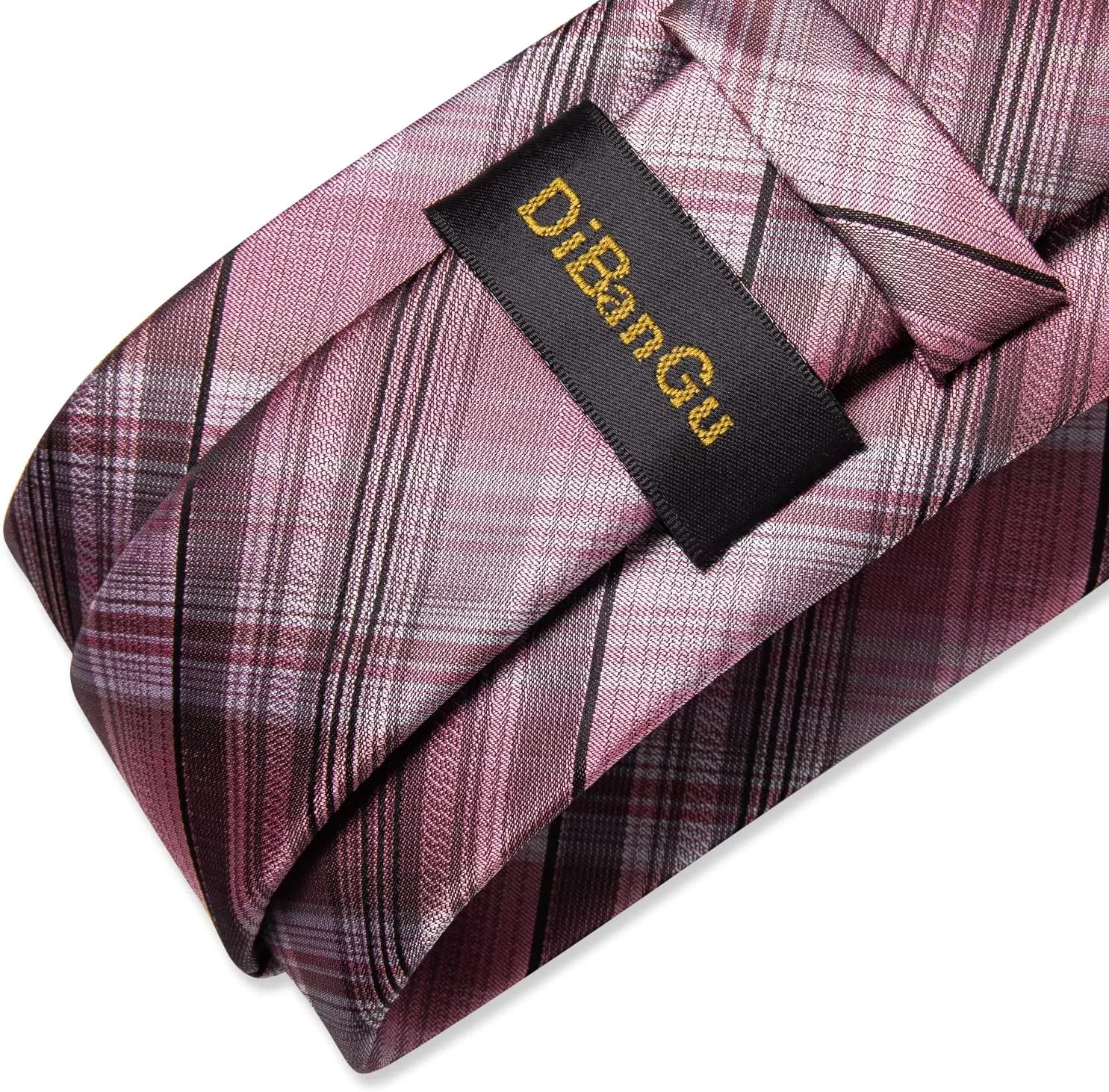 DiBanGu Mens Silk Necktie Solid Color Tie and Pocket Square Cufflink Tie Clip Set Woven Plain Ties for Men Wedding Party