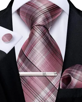 DiBanGu Mens Silk Necktie Solid Color Tie and Pocket Square Cufflink Tie Clip Set Woven Plain Ties for Men Wedding Party