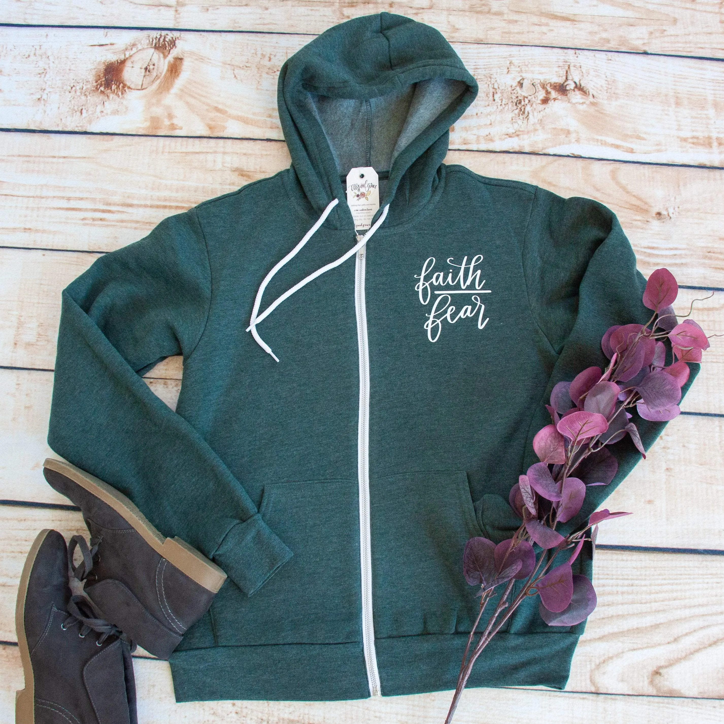 Faith Over Fear Premium Fleece Zip Up Hoodie