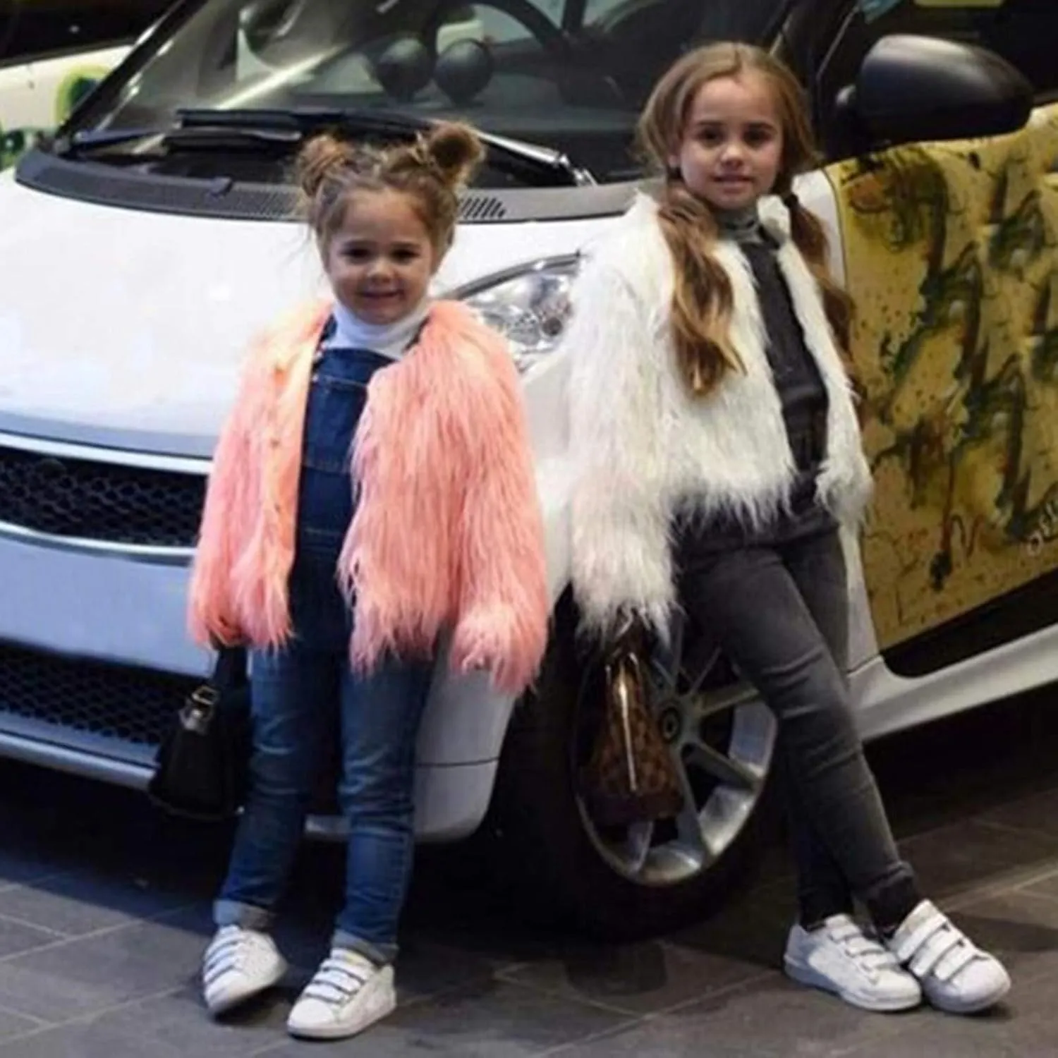 Girls Faux-Fr Jacket Coat Kids Fall Winter Thick Flece Furry Fashion Flffy Fuzzy Warm Outwear Tops Clothes