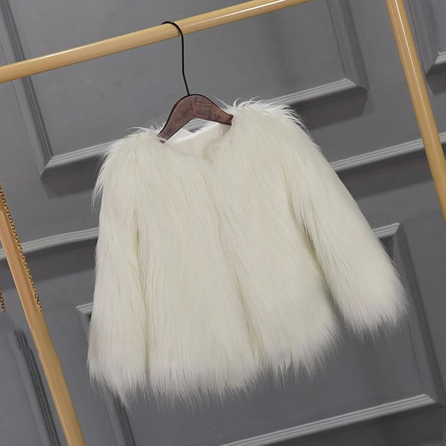 Girls Faux-Fr Jacket Coat Kids Fall Winter Thick Flece Furry Fashion Flffy Fuzzy Warm Outwear Tops Clothes