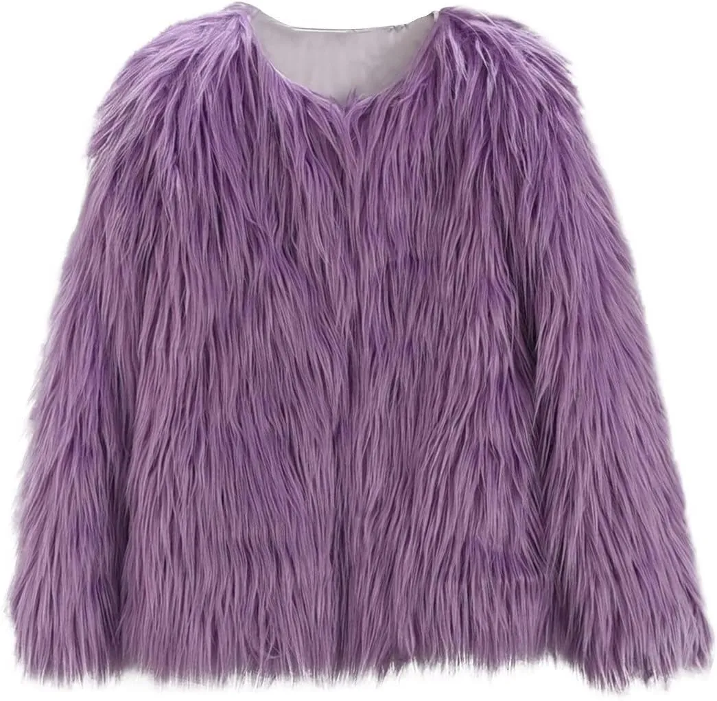 Girls Faux-Fr Jacket Coat Kids Fall Winter Thick Flece Furry Fashion Flffy Fuzzy Warm Outwear Tops Clothes
