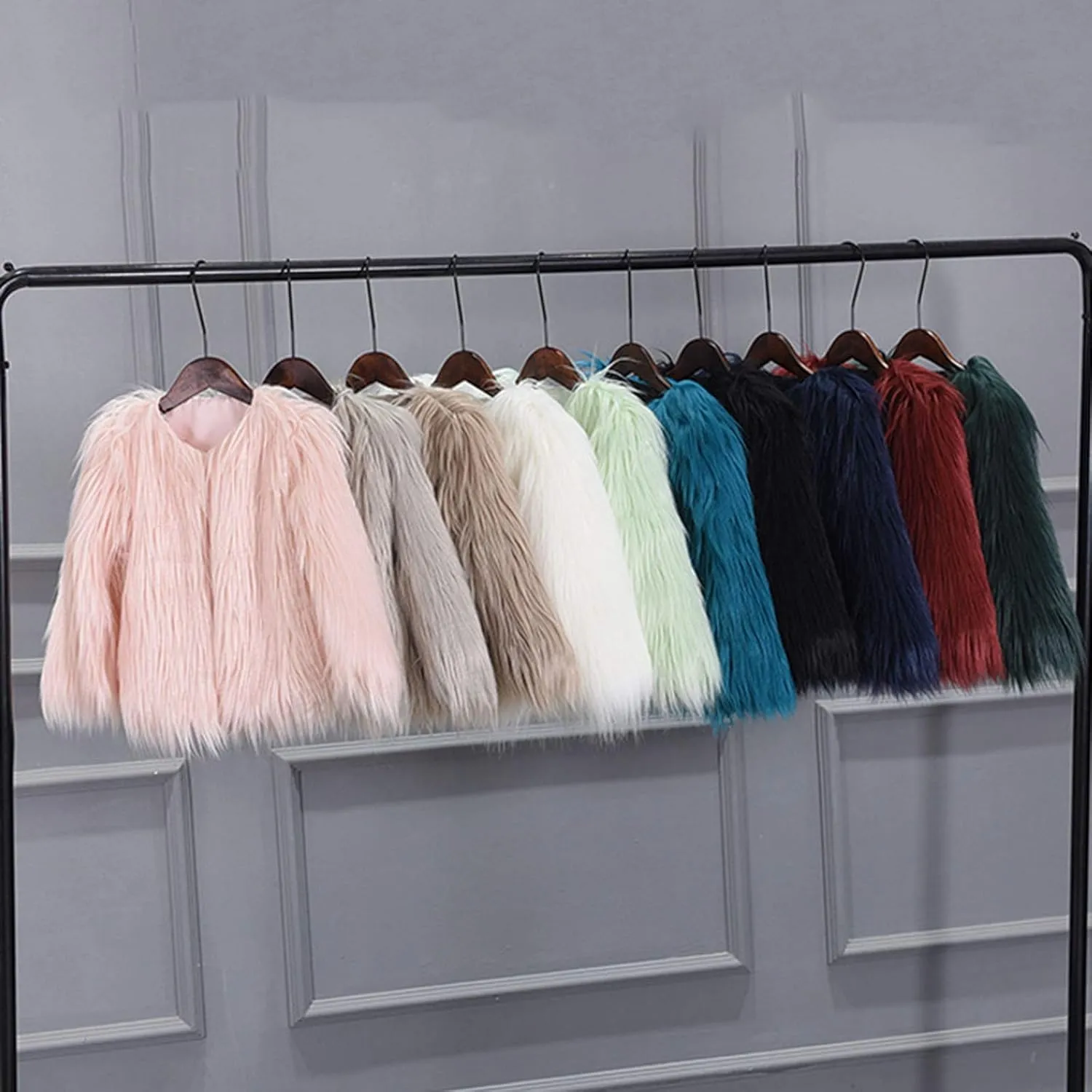 Girls Faux-Fr Jacket Coat Kids Fall Winter Thick Flece Furry Fashion Flffy Fuzzy Warm Outwear Tops Clothes