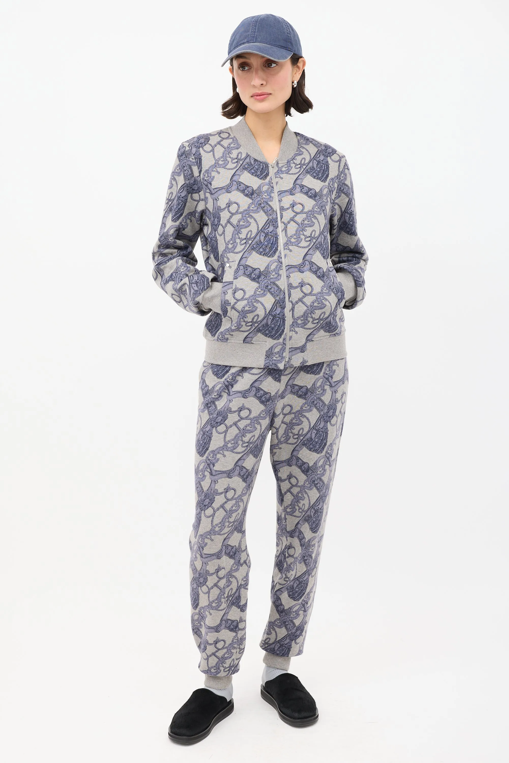 Grey & Blue Cotton Printed Co-Ord Set