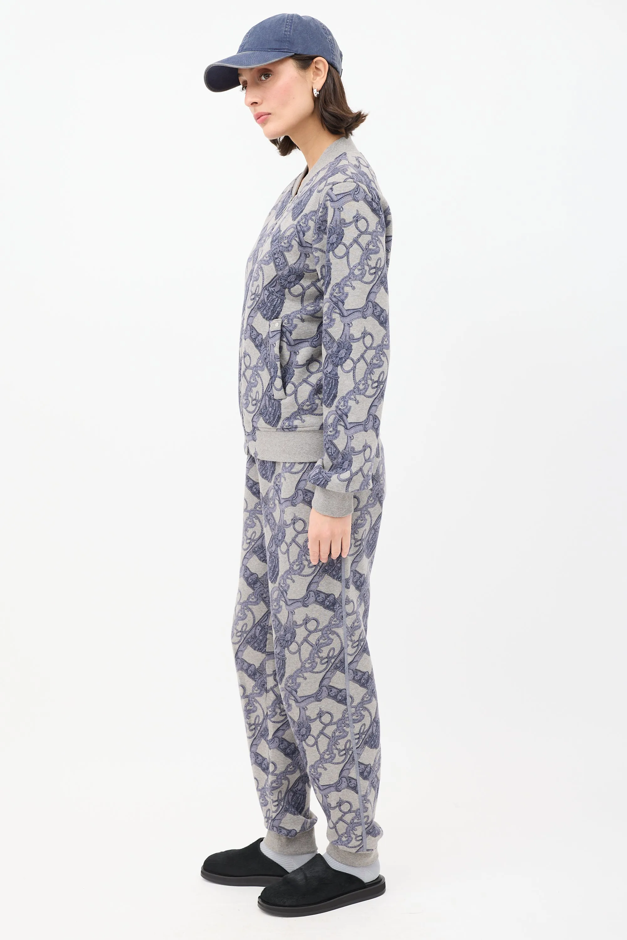 Grey & Blue Cotton Printed Co-Ord Set