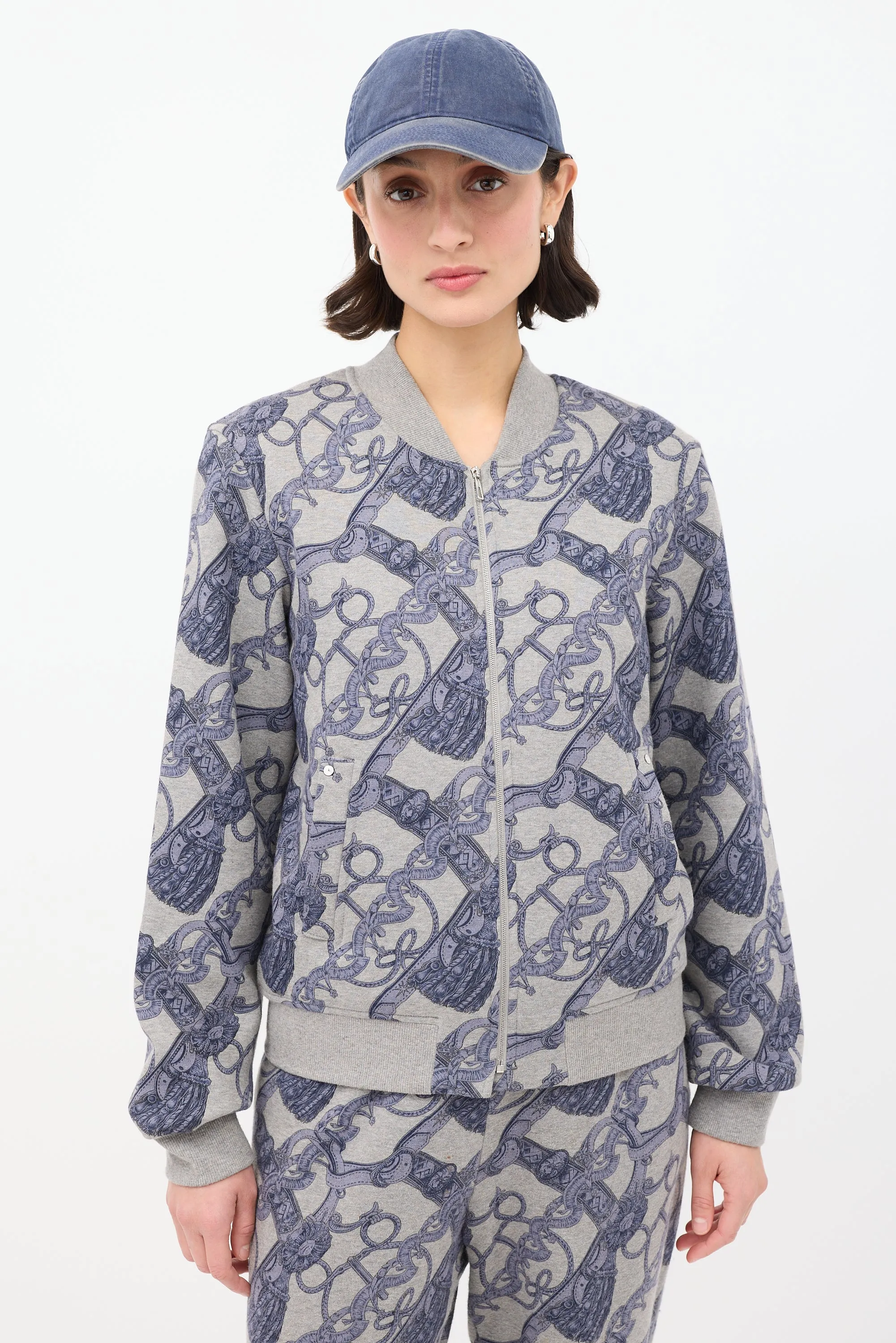 Grey & Blue Cotton Printed Co-Ord Set