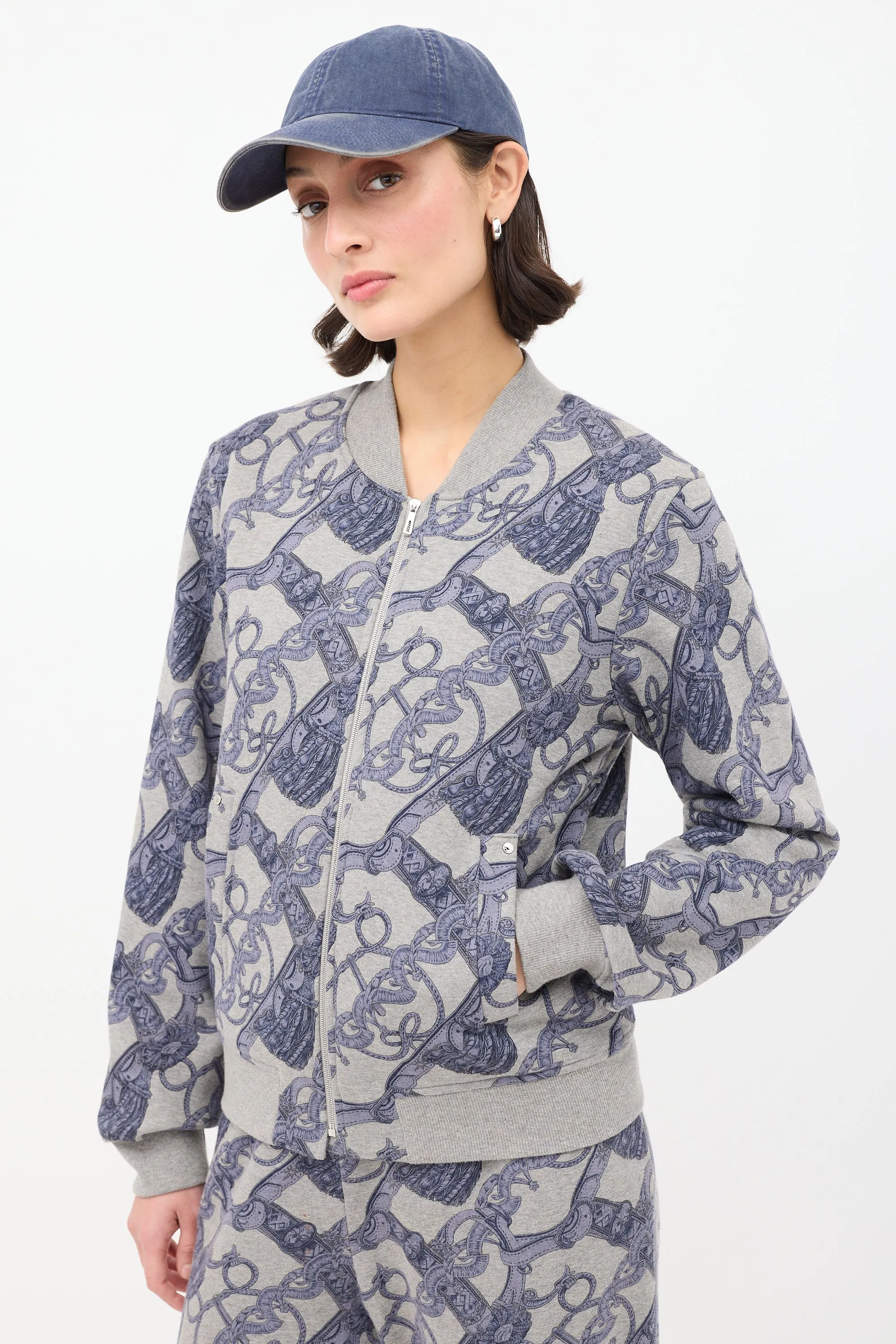 Grey & Blue Cotton Printed Co-Ord Set