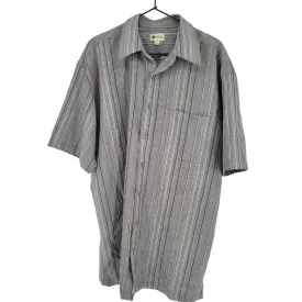Haggar Mens Sz LT Short Sleeve Button Up Dress Shirt Gray Striped