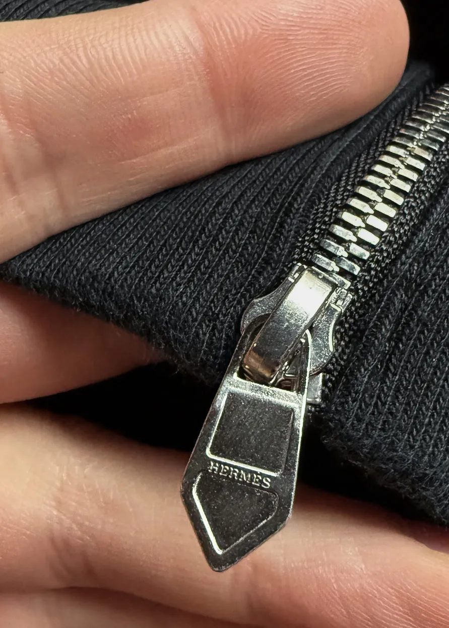 Hermès Black Cotton Zippered Cuff Details Jogger Pants