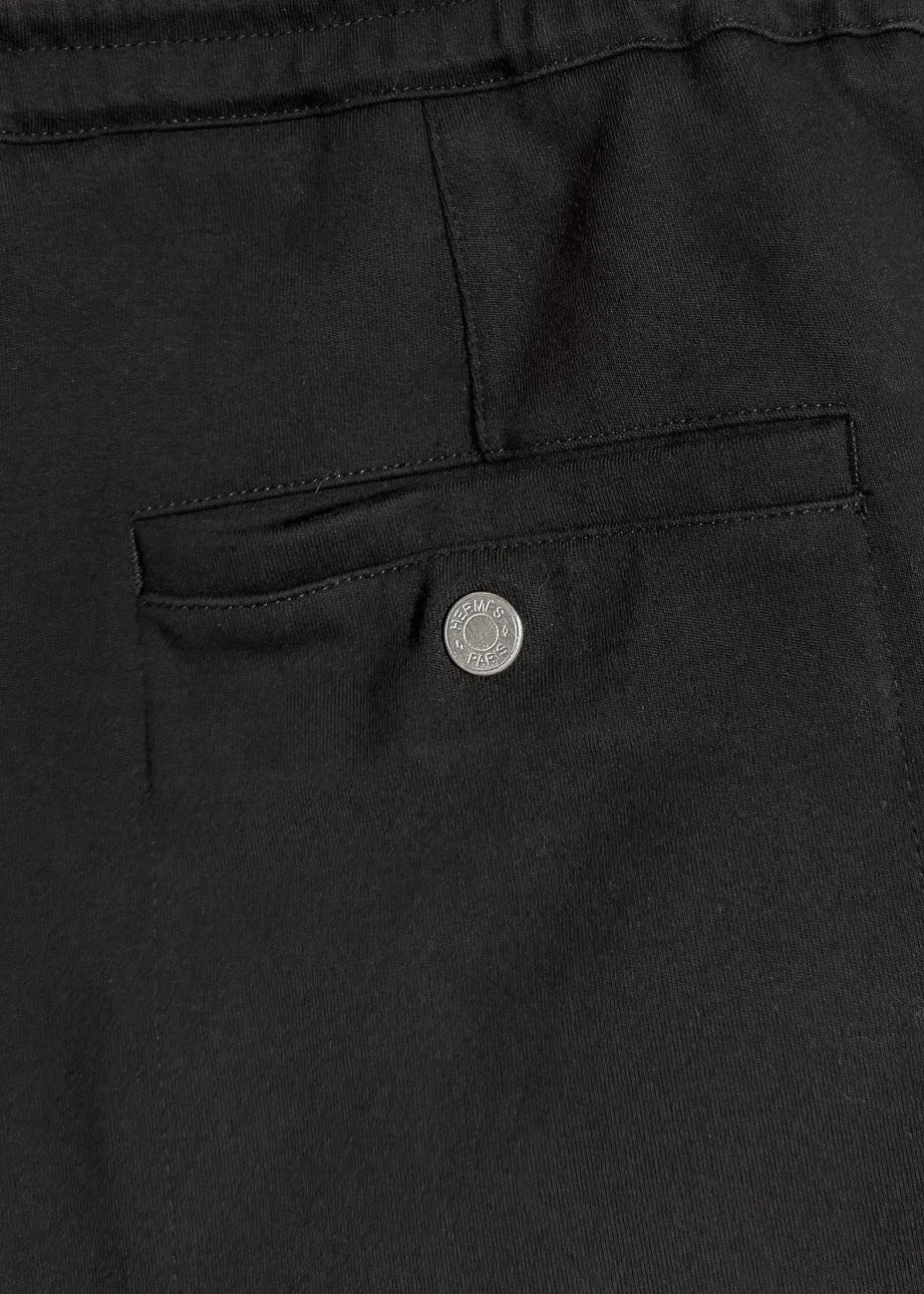Hermès Black Cotton Zippered Cuff Details Jogger Pants