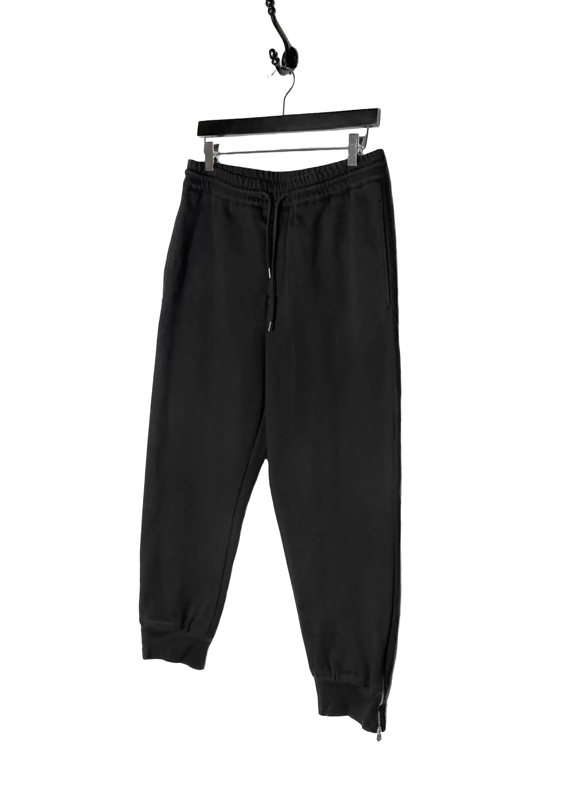 Hermès Black Cotton Zippered Cuff Details Jogger Pants