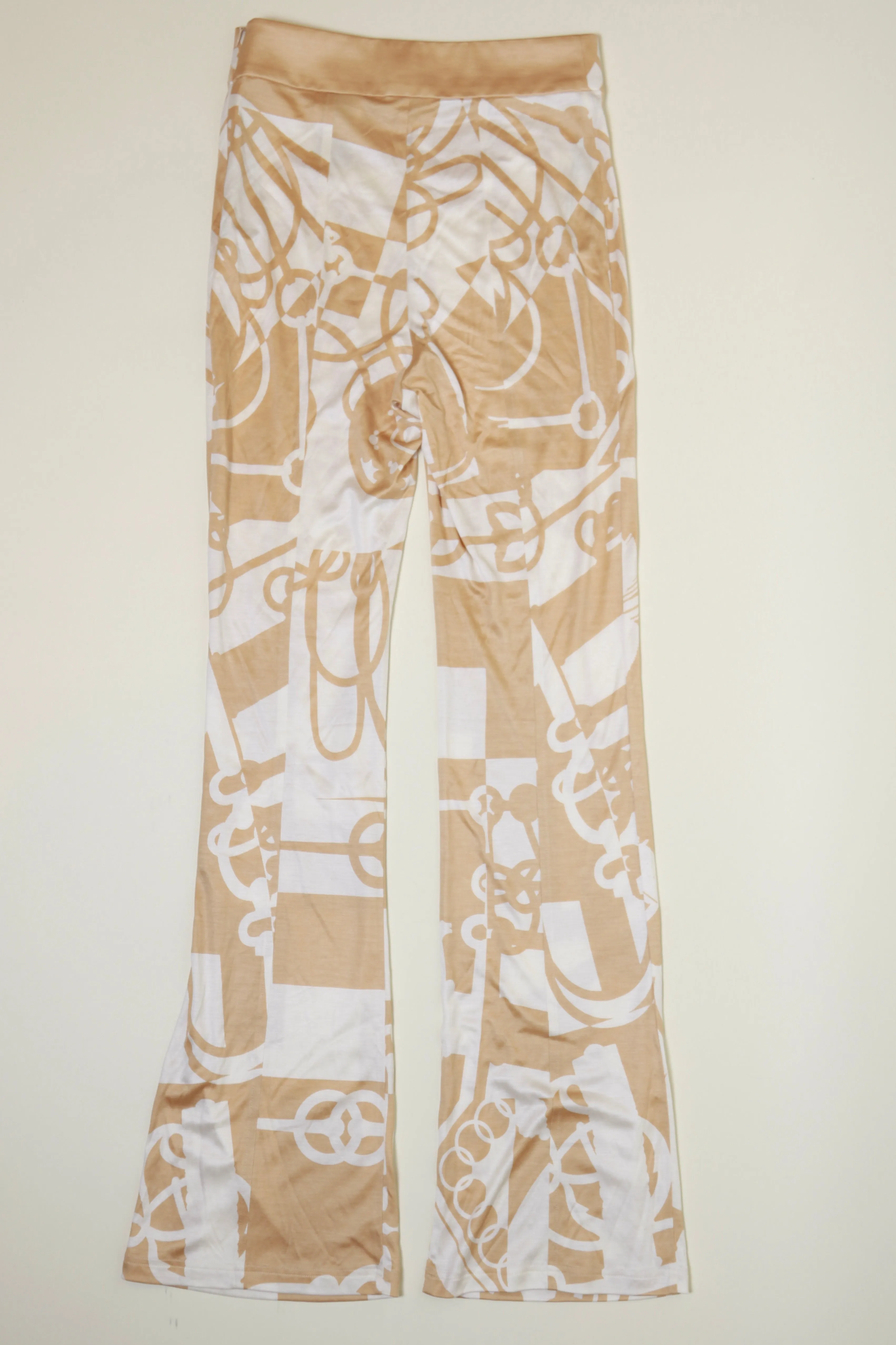 Hermès Silk Logo Straight Leg Pants