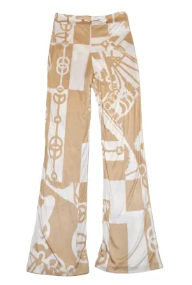 Hermès Silk Logo Straight Leg Pants