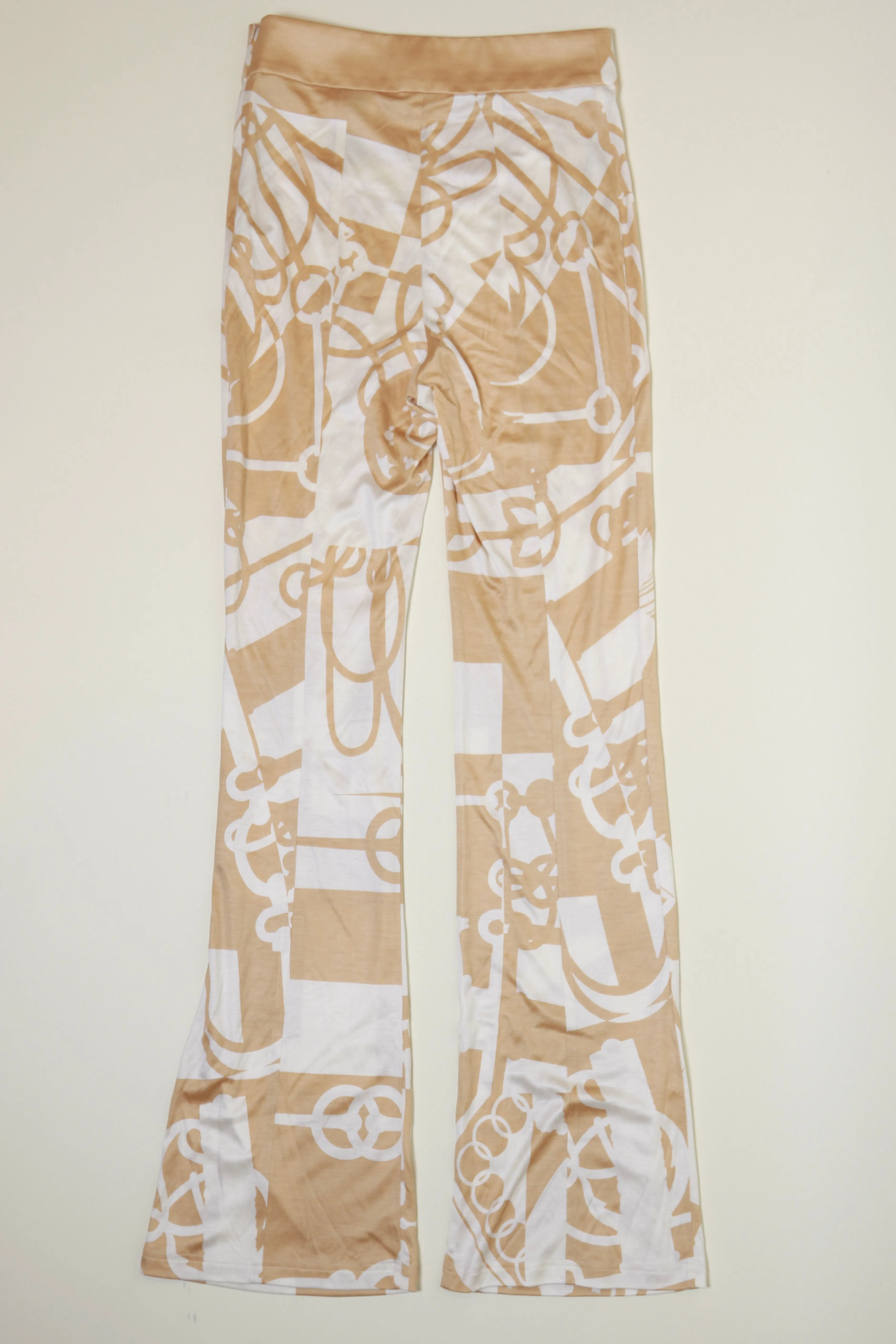 Hermès Silk Logo Straight Leg Pants