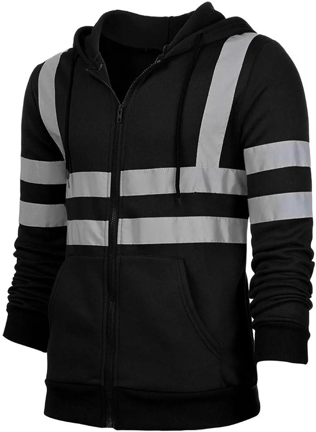 High Visibility Safety Sweatshirt Jackets for Men Class 3 Reflection Safety Hoodies Hi Vis Jackets Zip Hooded Pullover