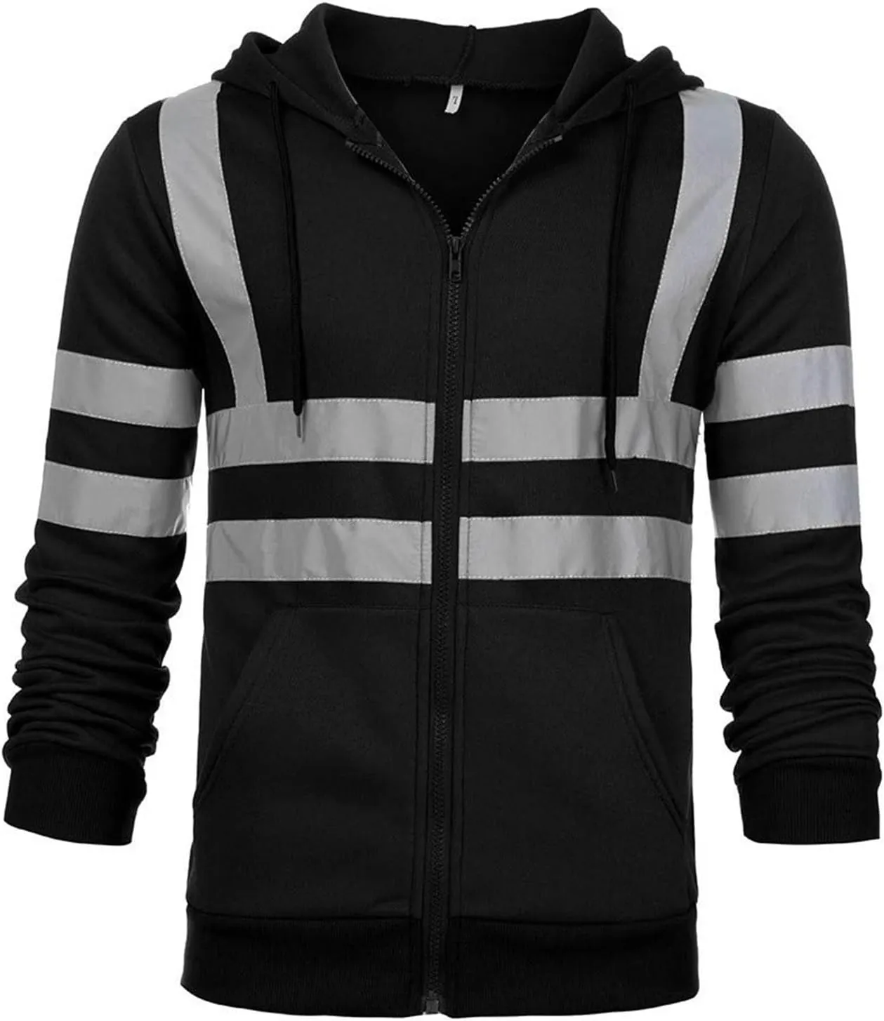 High Visibility Safety Sweatshirt Jackets for Men Class 3 Reflection Safety Hoodies Hi Vis Jackets Zip Hooded Pullover