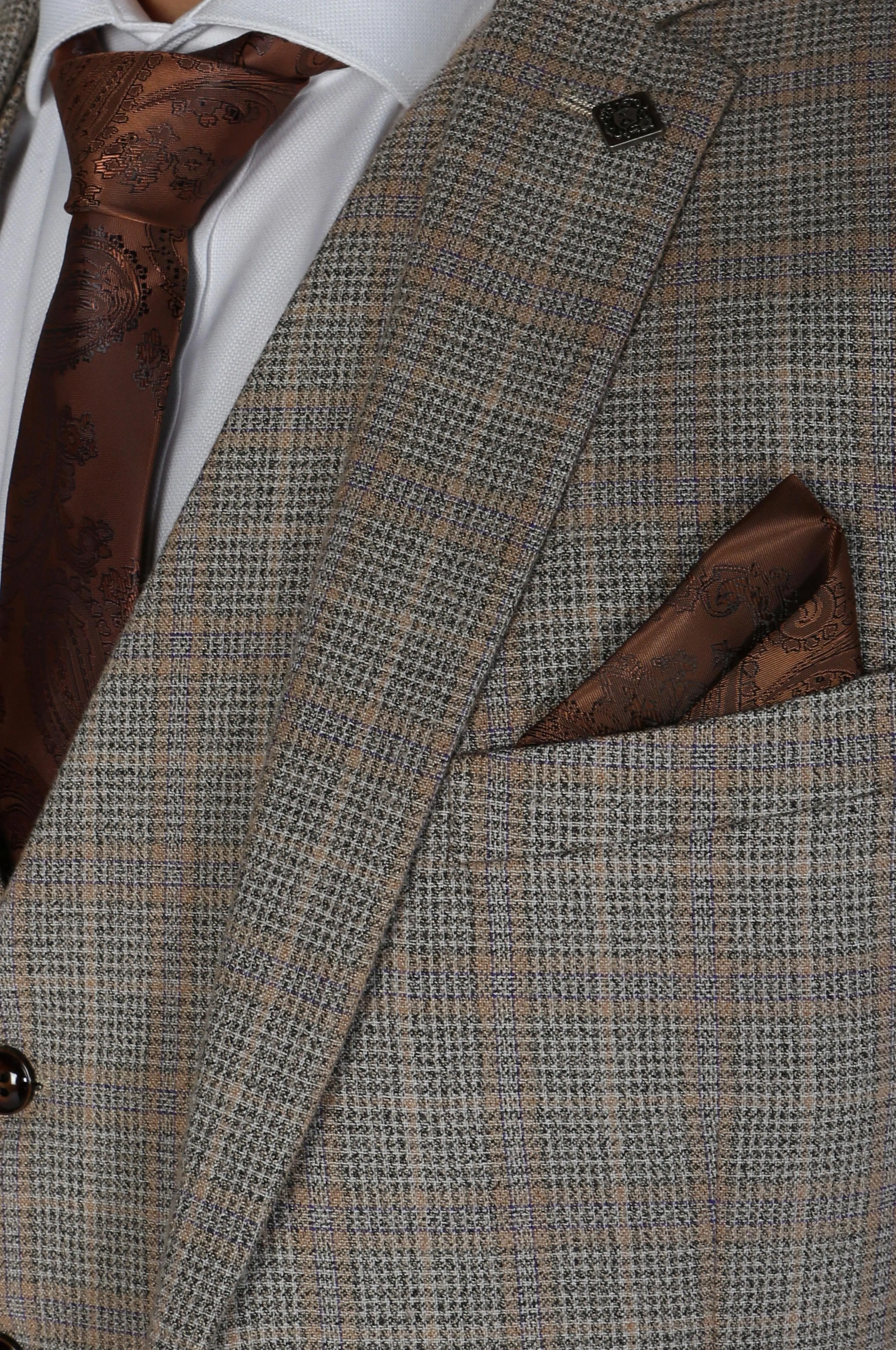 Holland Beige Men's Three Piece Suit
