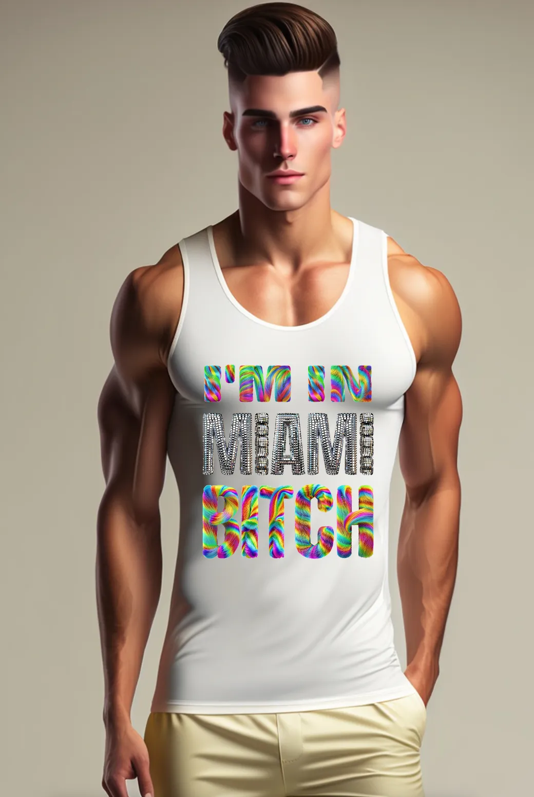 I'm in Miami Colorful AI Tank Top | Grooveman Music