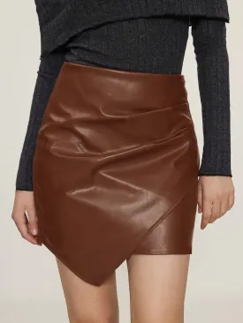 INDIE COFFEE FAUX LEATHER PENCIL SKIRT