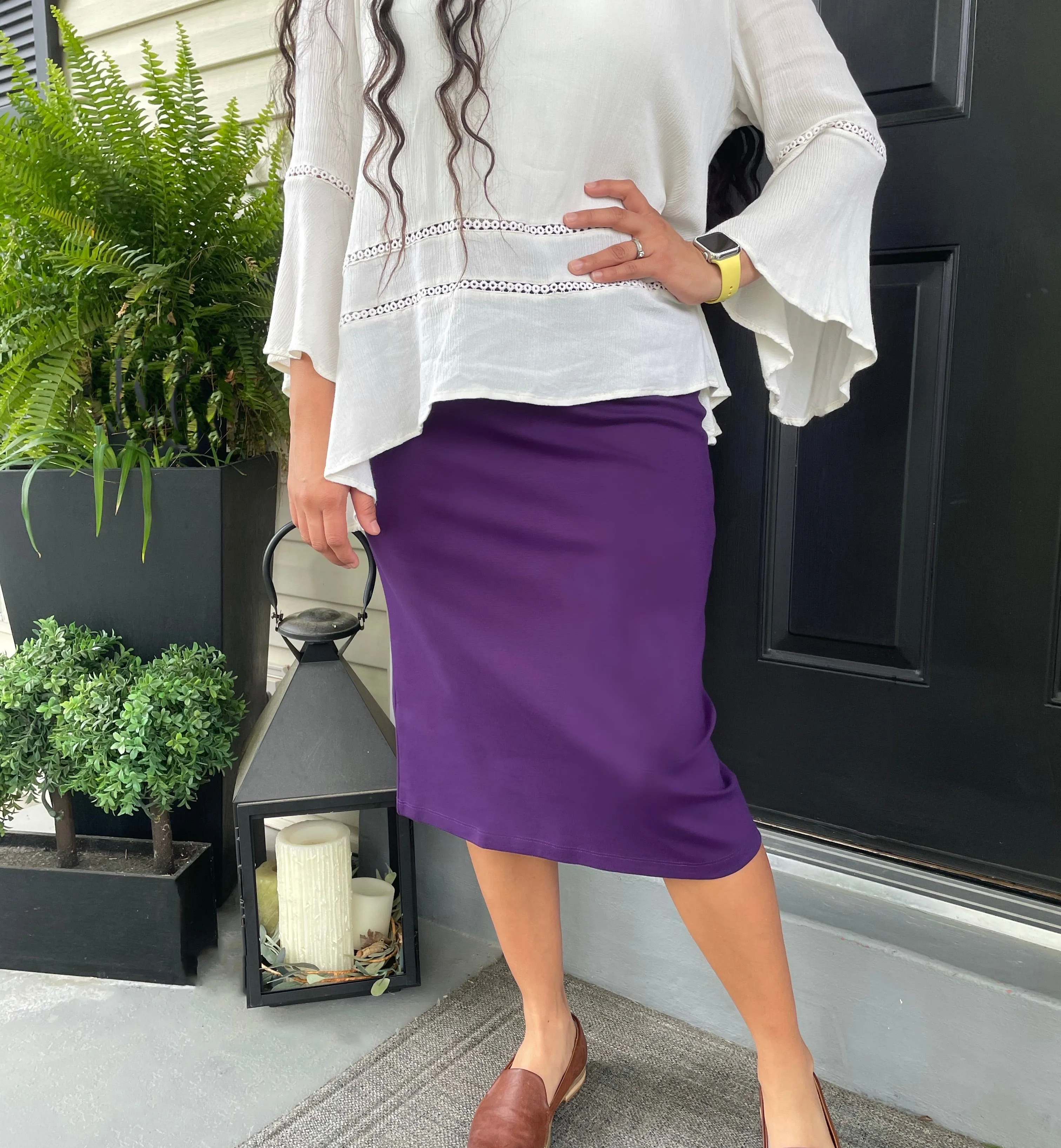 Josie Premium Pencil Skirt- Deep Purple