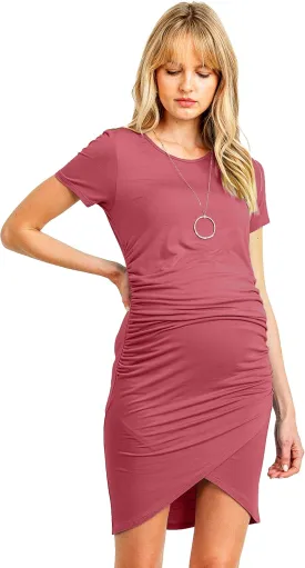 LaClef Women's Casual T-Shirt Ruched Bodycon Maternity Dress