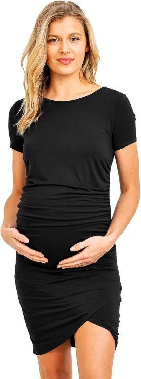 LaClef Women's Casual T-Shirt Ruched Bodycon Maternity Dress