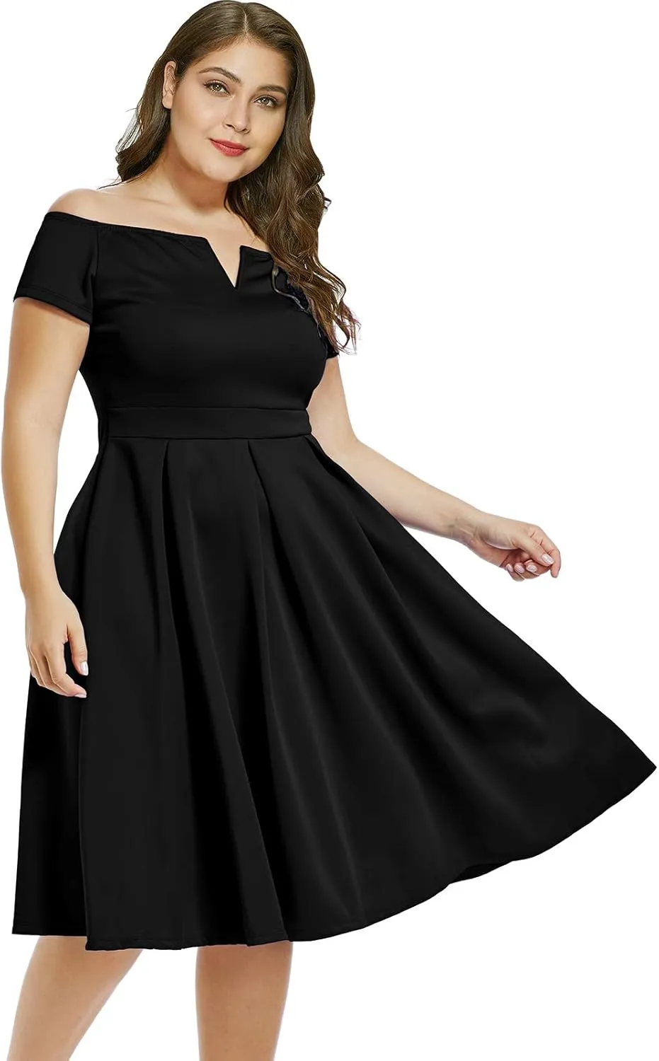 LALAGEN Women's Plus Size Vintage 1950s Party Cocktail Wedding Swing Midi Dress