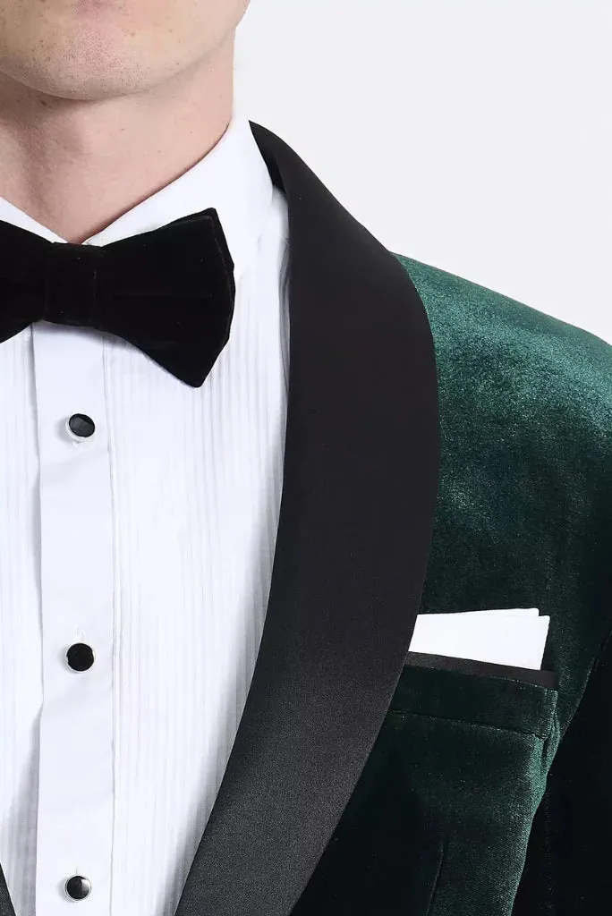 Men's Green Velvet Tuxedo Three Piece Suit, Perfect for Wedding and Party