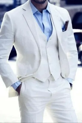 Men's Premium White 3 Piece Slim Fit Suit Wedding Party Suit for Men