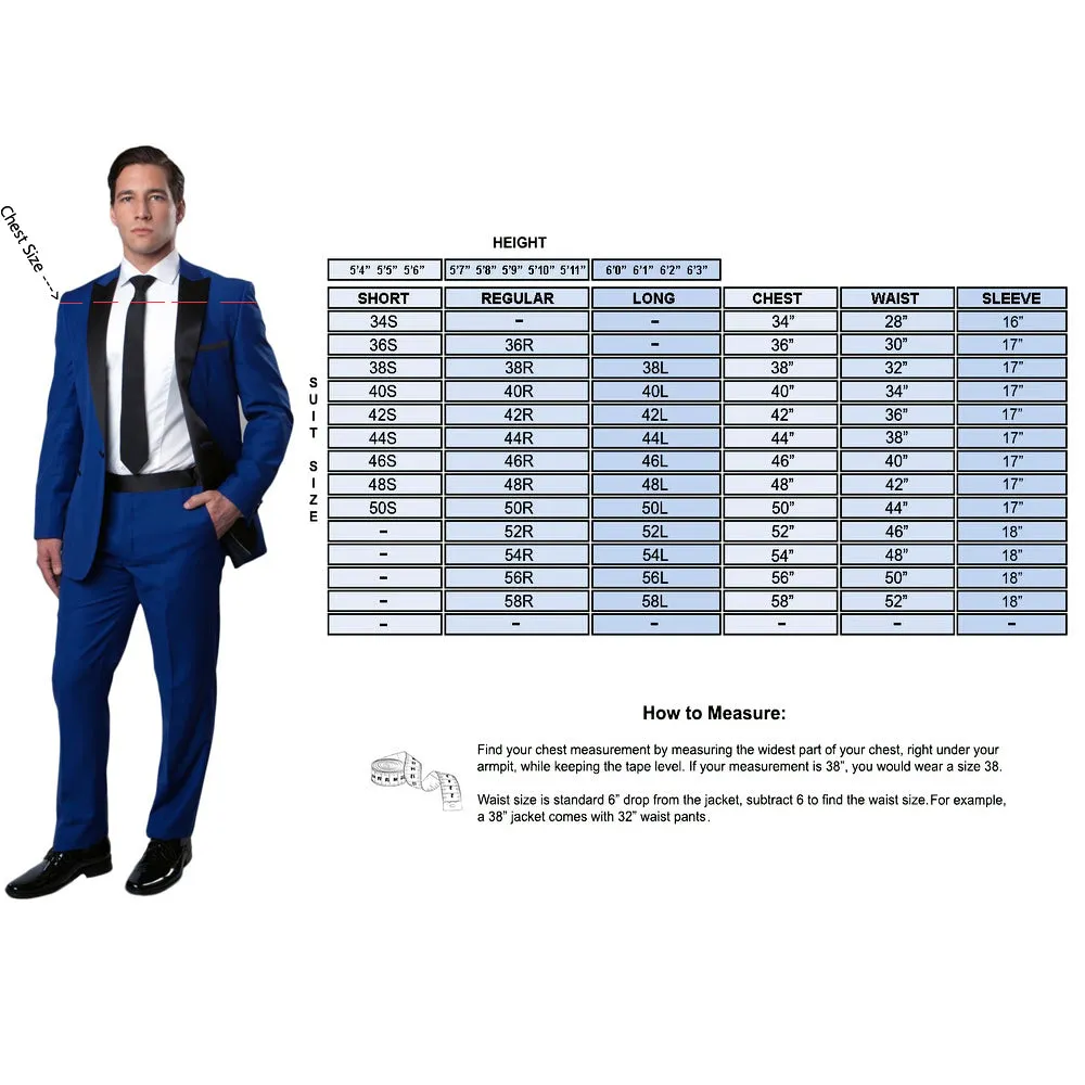 Men's Slim Fit Peak Lapel Tuxedo - MT182S-01 for Prom & Formal