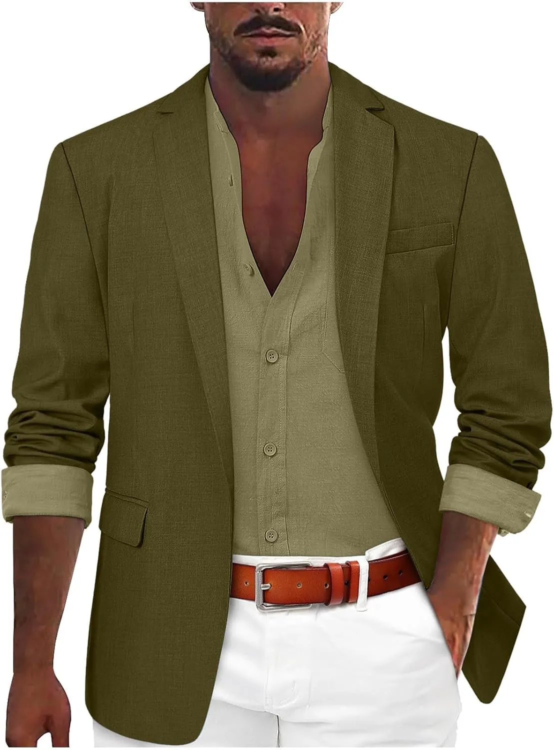 Mens Sport Coats and Blazers Slim Fit Linen Blazer Men Summer Casual Business Suit Jackets Lightweight Linen Suit