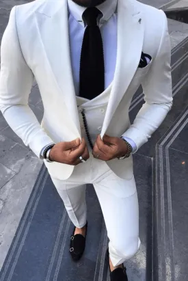Men's White Suits 3 Piece Slim Fit Formal Fashion wedding Suit For Bespoke Tailoring